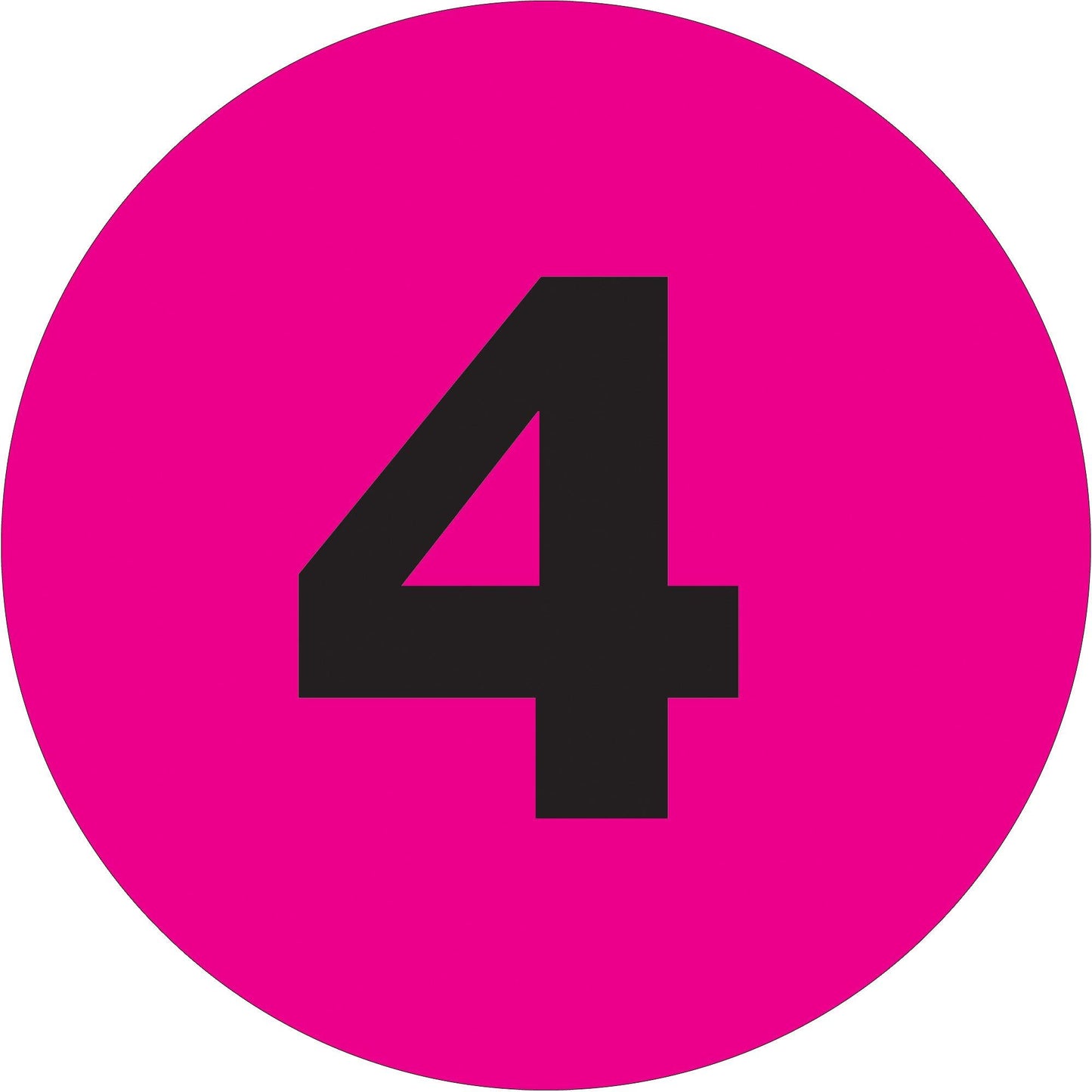 2" Circle - "4" (Fluorescent Pink) Number Labels - DL6772