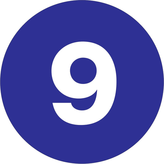 2" Circle - "9" (Dark Blue) Number Labels - DL6777