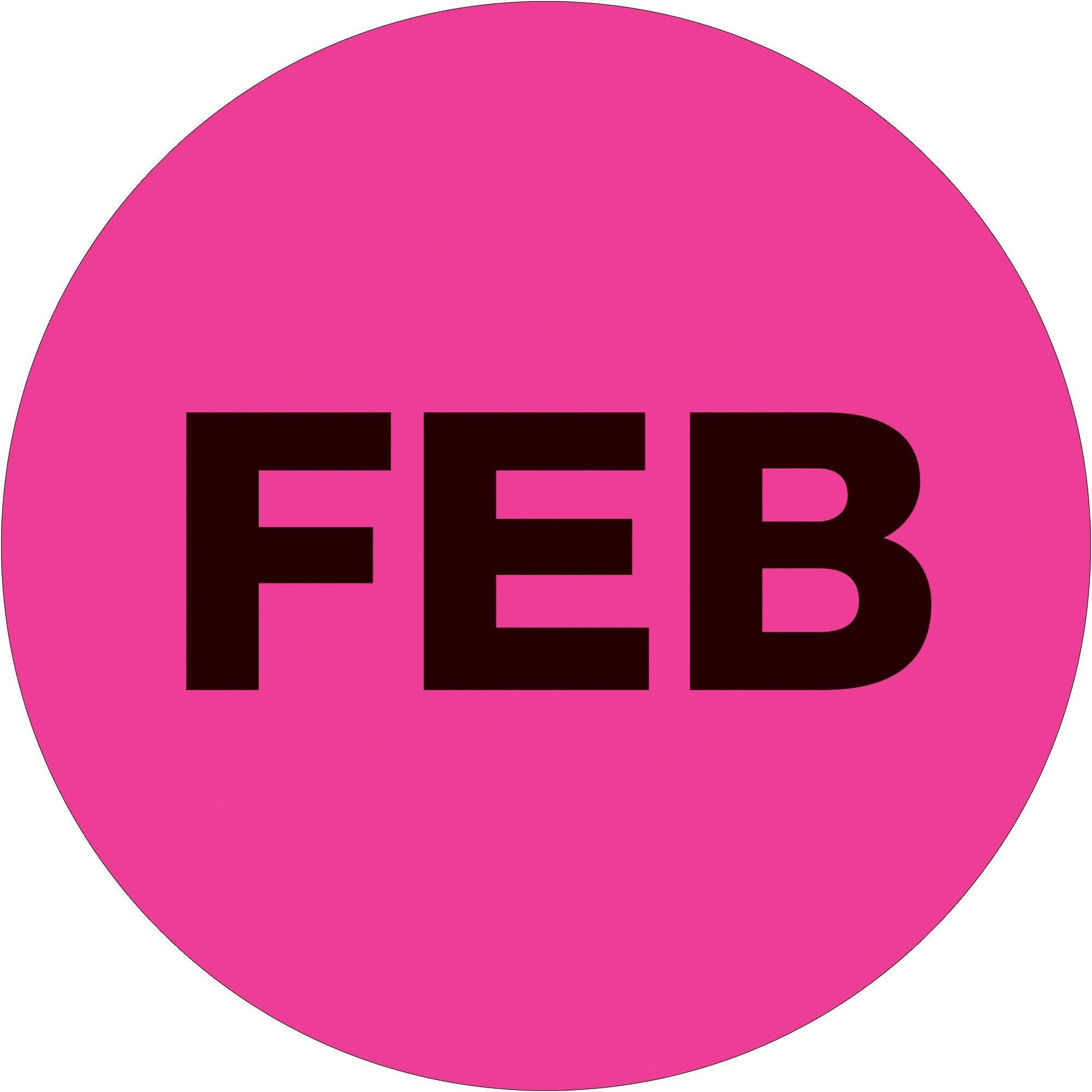 2" Circle - "FEB" (Fluorescent Pink) Months of the Year Labels - DL6736