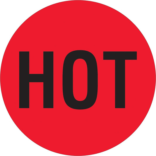 2" Circle - "Hot" (Fluorescent Red) Labels - DL1730