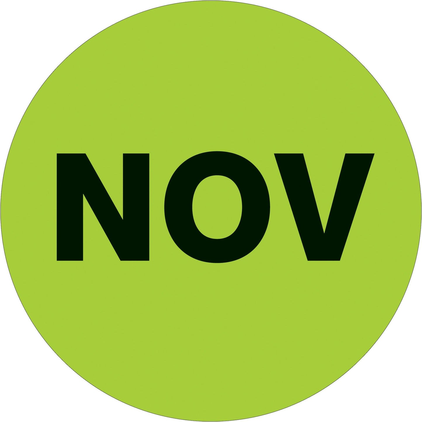 2" Circle - "NOV" (Fluorescent Green) Months of the Year Labels - DL6747