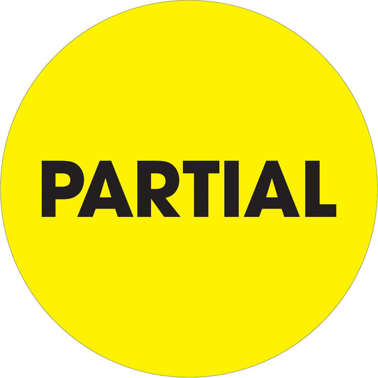 2" Circle - "Partial" Fluorescent Yellow Labels - DL1277