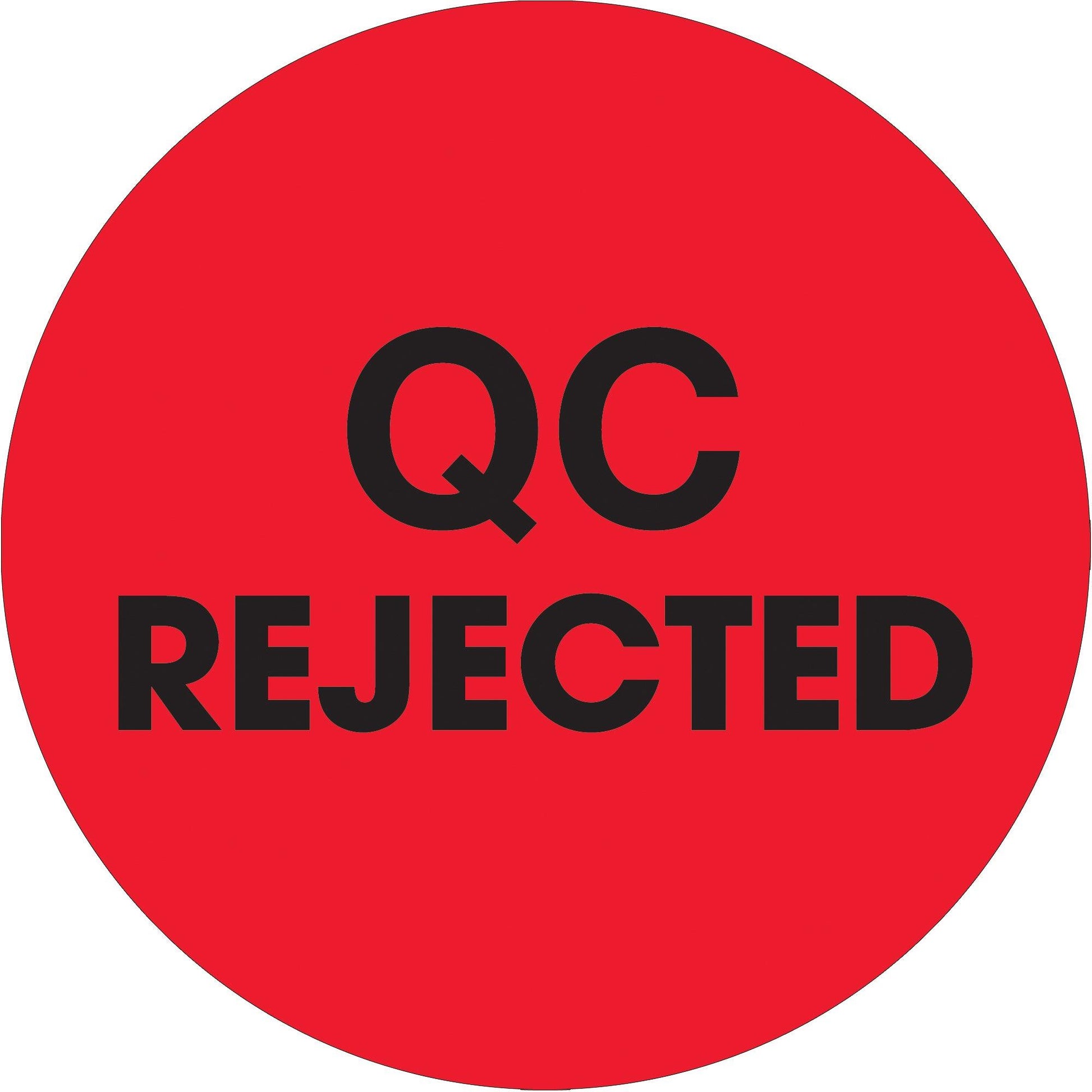 2" Circle - "QC Rejected" Fluorescent Red Labels - DL1256