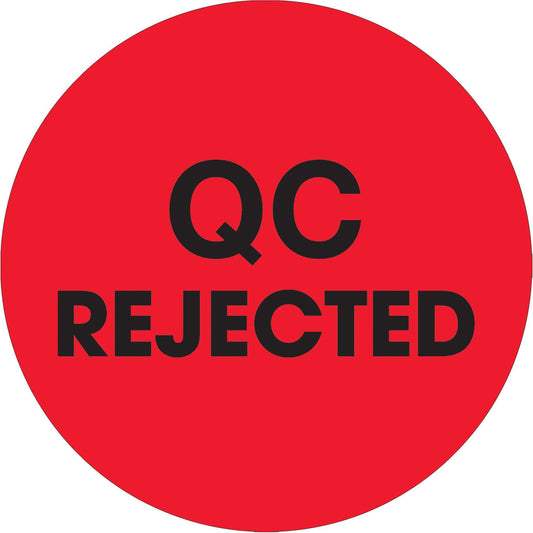 2" Circle - "QC Rejected" Fluorescent Red Labels - DL1256