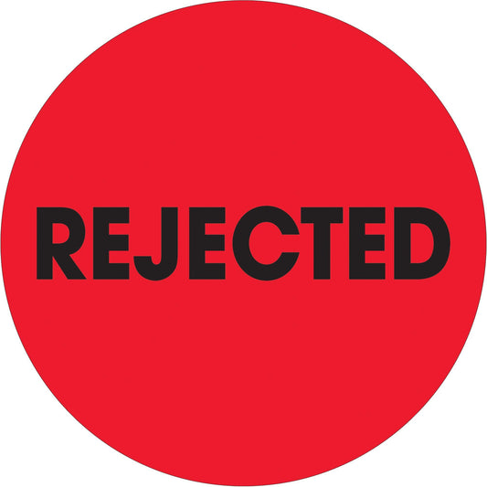 2" Circle - "Rejected" Fluorescent Red Labels - DL1263