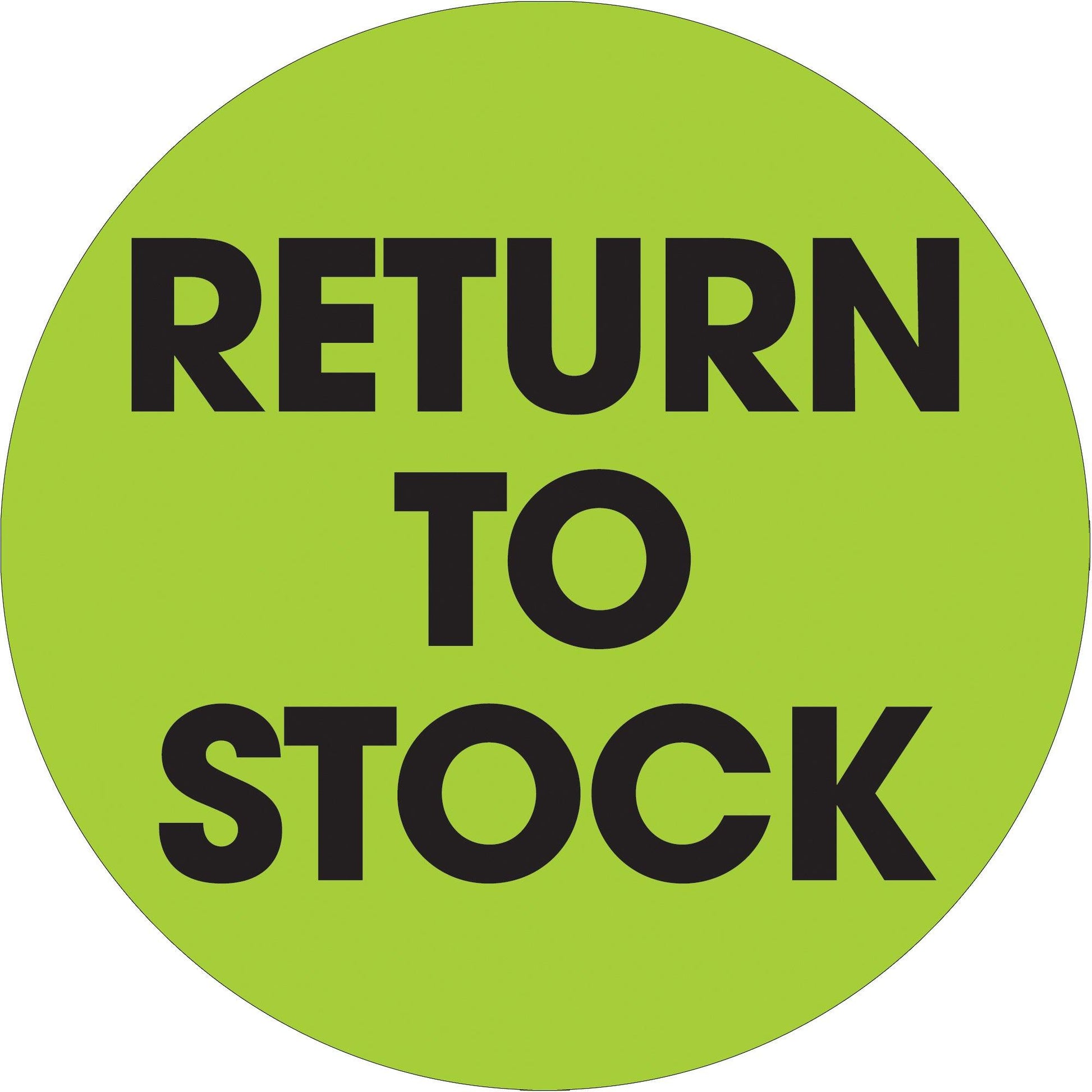 2" Circle - "Return To Stock" Fluorescent Green Labels - DL1247