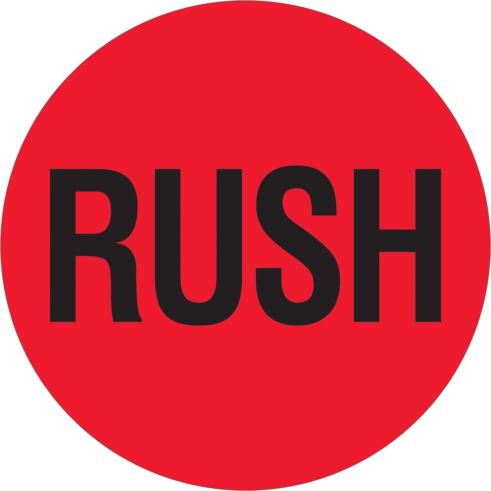 2" Circle - "Rush" (Fluorescent Red) Labels - DL1740