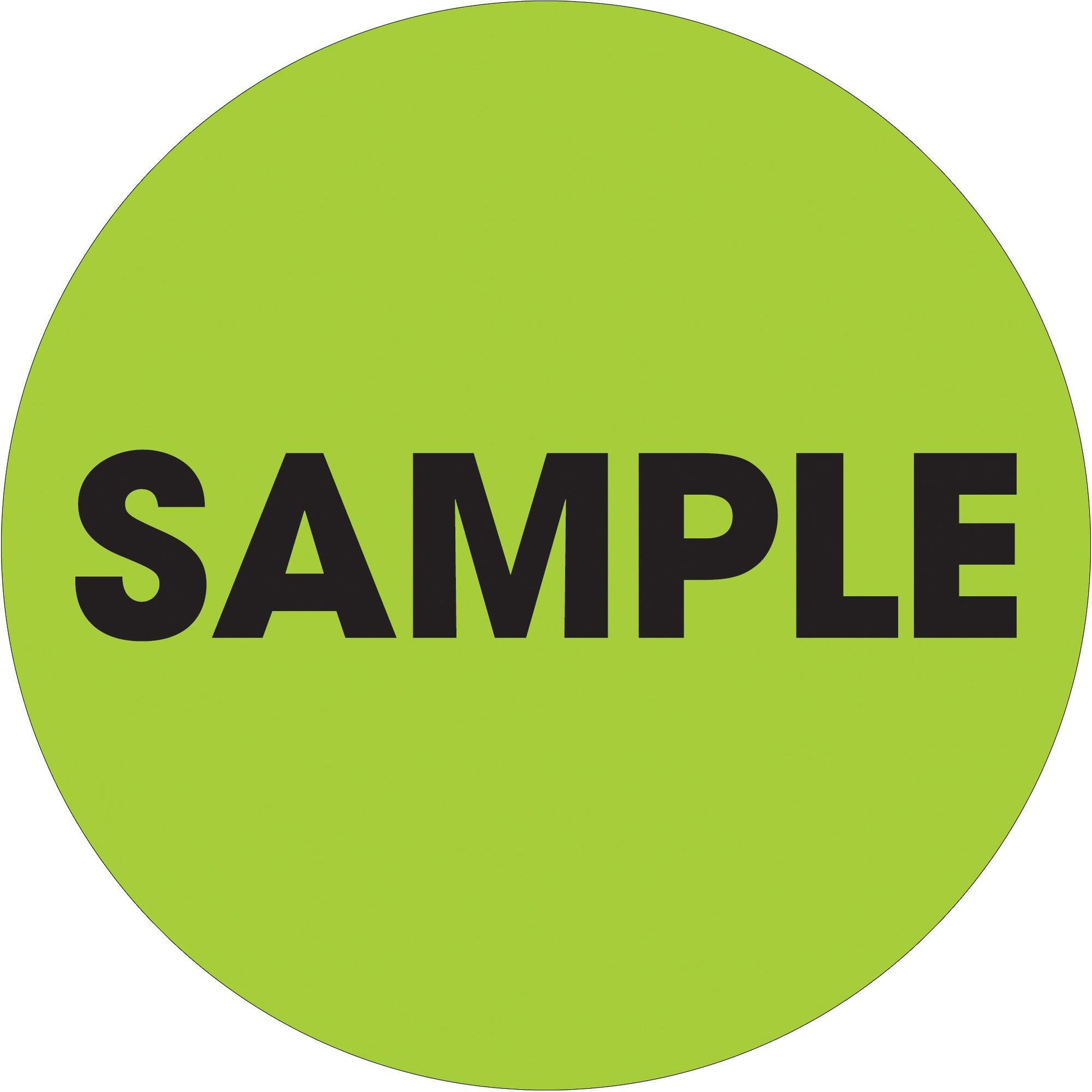 2" Circle - "Sample" Fluorescent Green Labels - DL1269