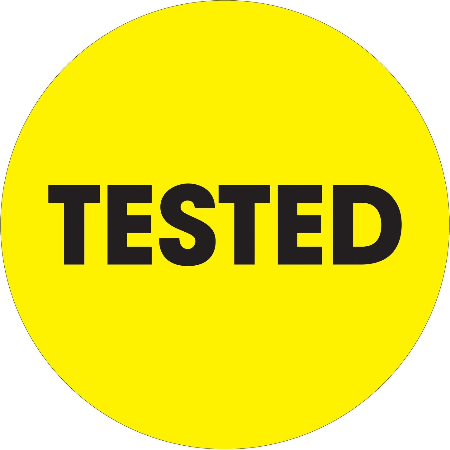 2" Circle - "Tested" Fluorescent Yellow Labels - DL1278