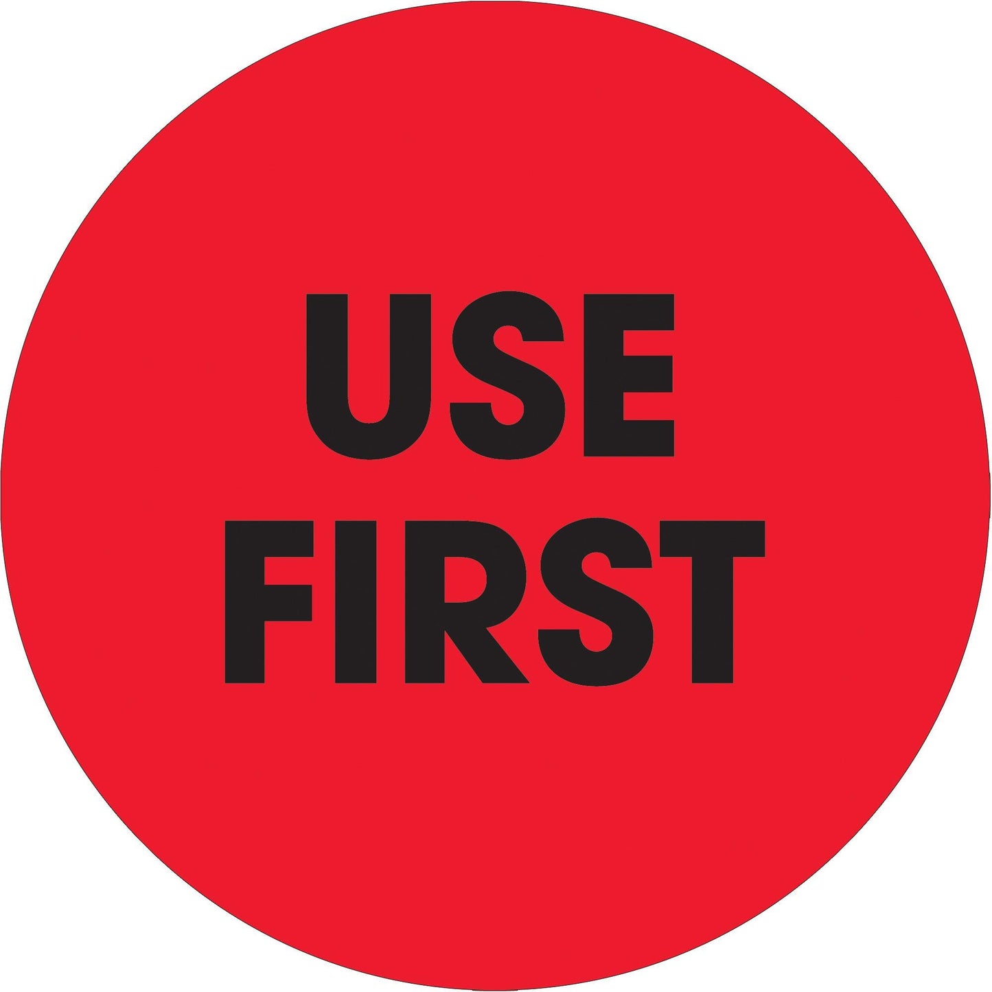 2" Circle - "Use First" Fluorescent Red Labels - DL1250