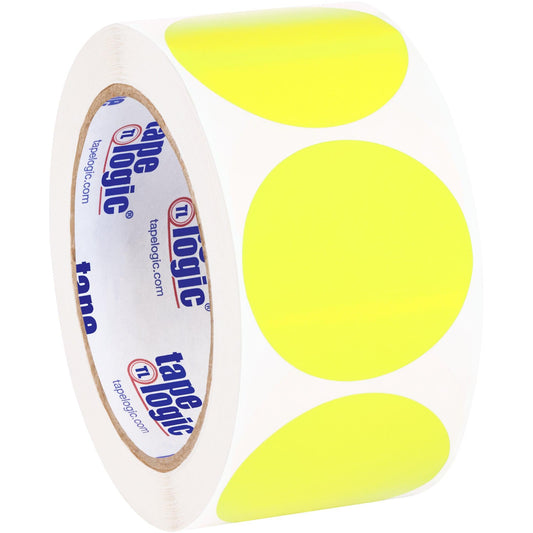 2" Circles - Fluorescent Yellow Removable Labels - DL1390FY