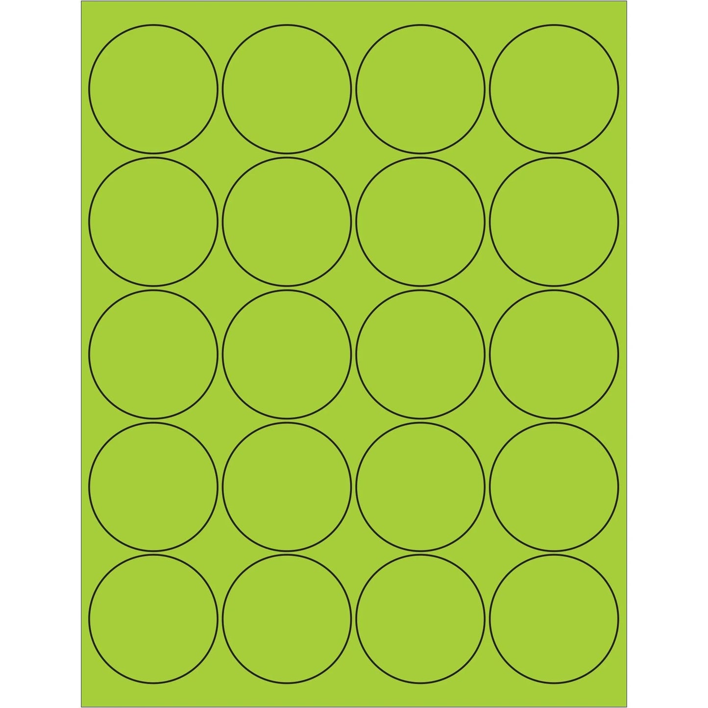 2" Fluorescent Green Circle Laser Labels - LL197GN Box Packaging Partner