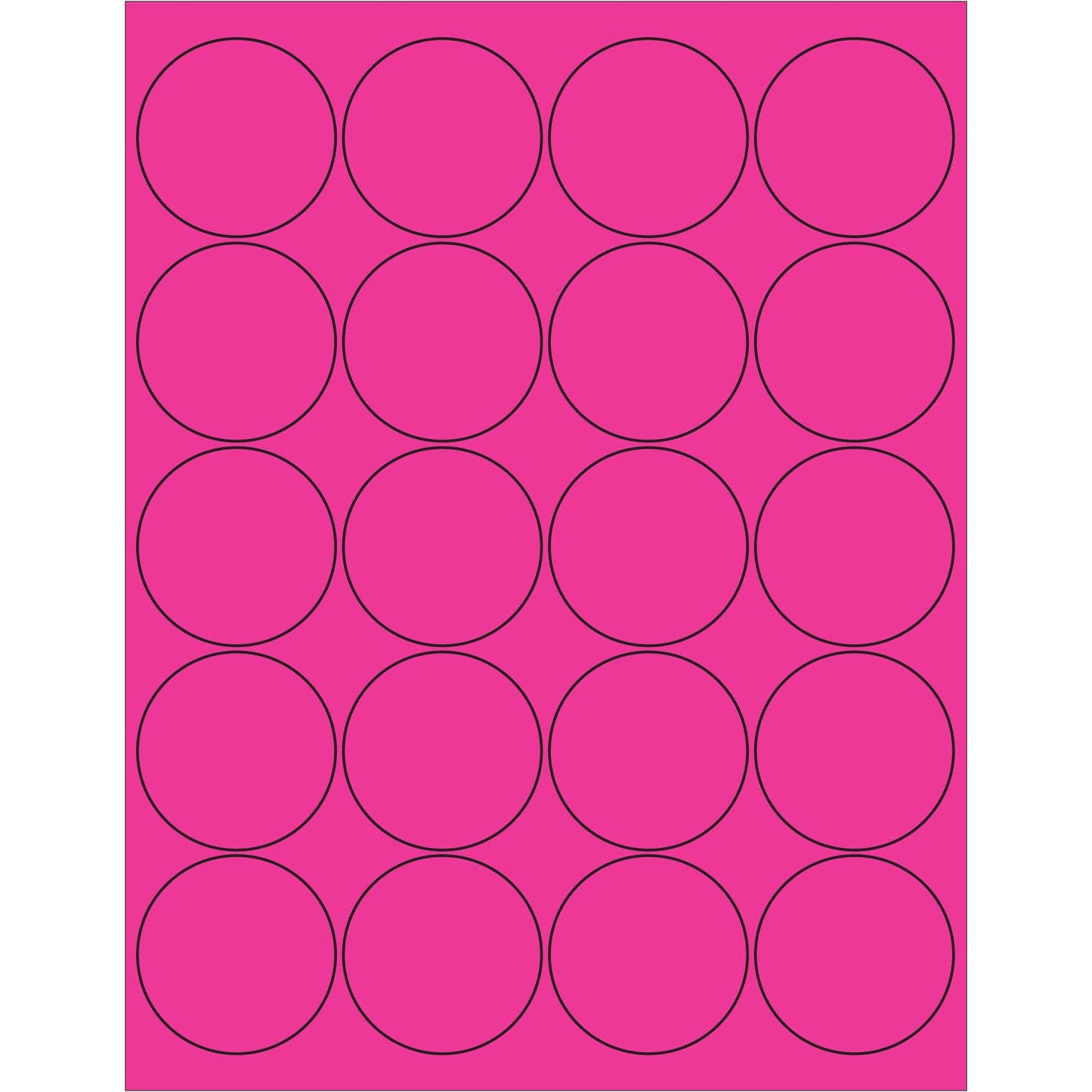 2" Fluorescent Pink Circle Laser Labels - LL197PK