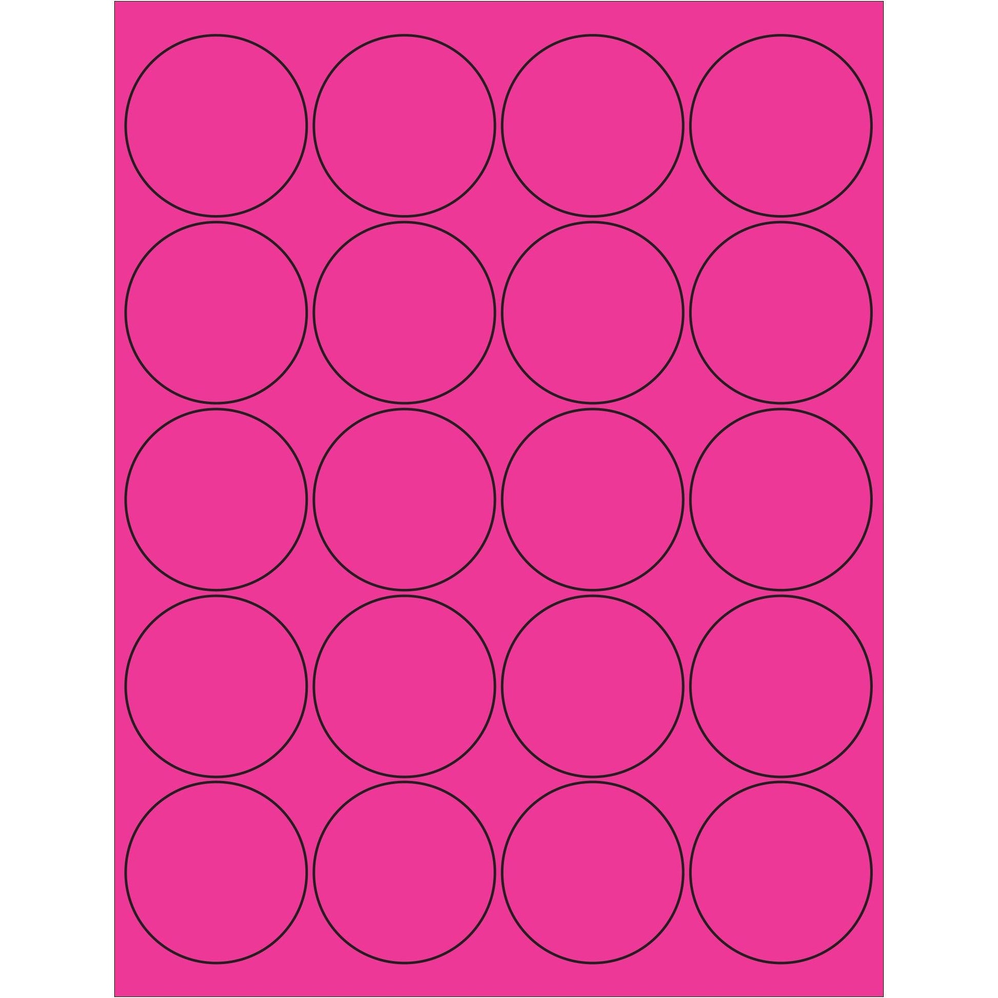 2" Fluorescent Pink Circle Laser Labels - LL197PK