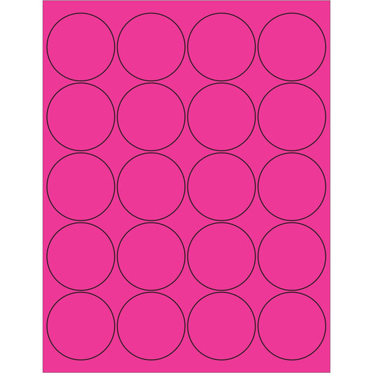 2" Fluorescent Pink Circle Laser Labels - LL197PK