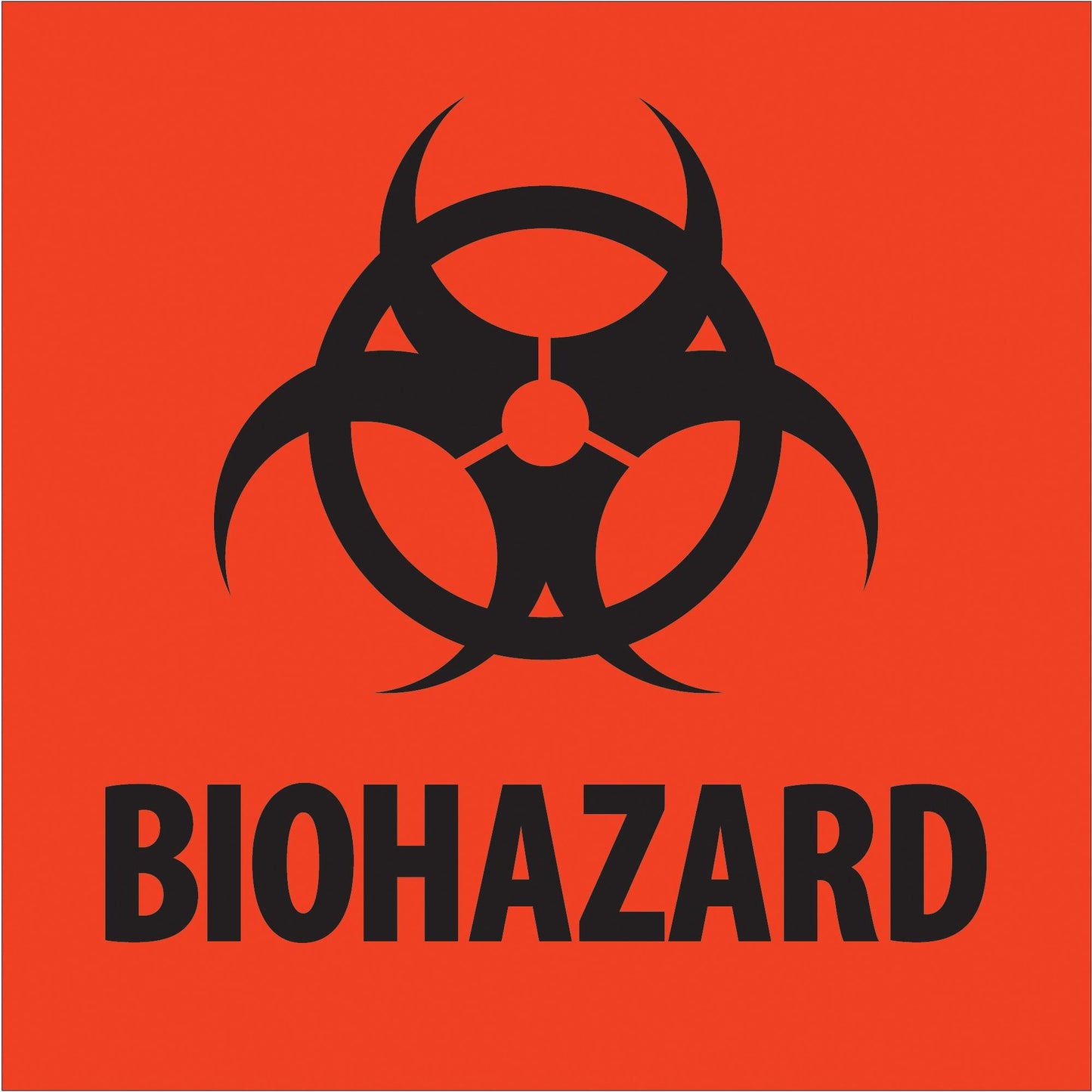 2 x 2" - "Biohazard" Fluorescent Red Labels - DL1305