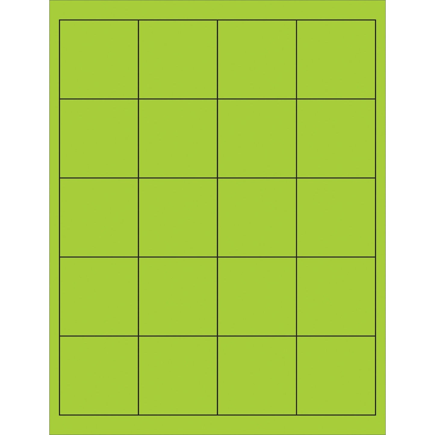 2 x 2" Fluorescent Green Rectangle Laser Labels - LL172GN