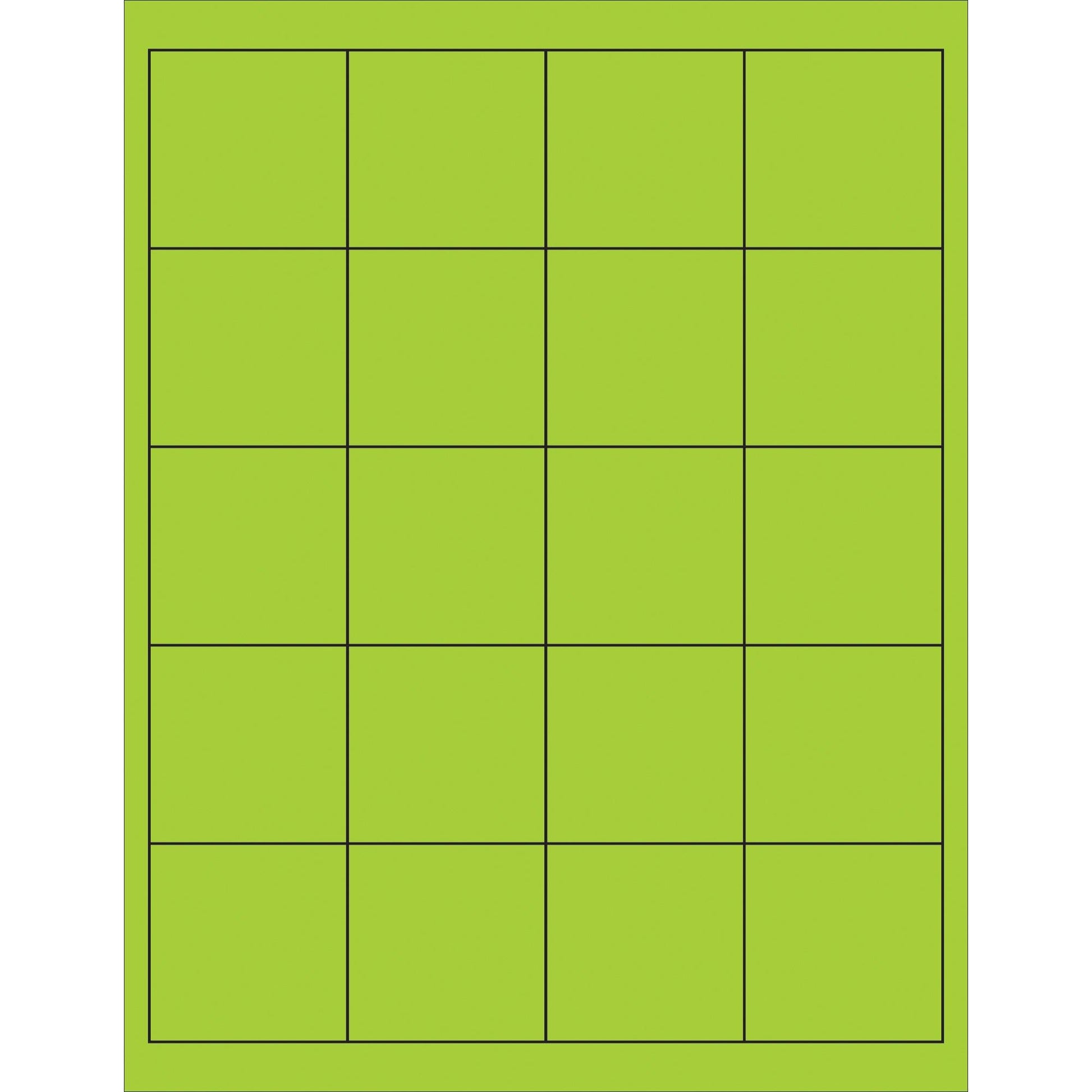 2 x 2" Fluorescent Green Rectangle Laser Labels - LL172GN