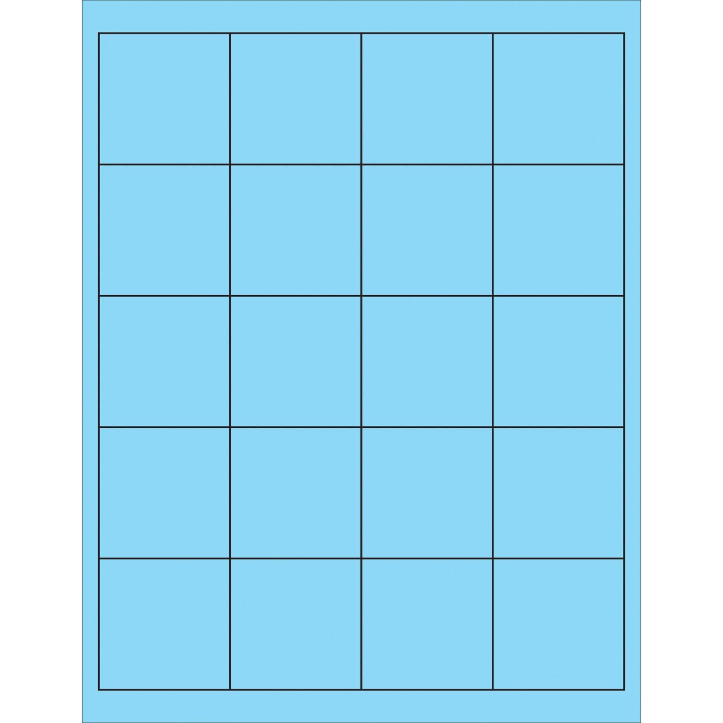 2" x 2" Fluorescent Pastel Blue Rectangle Laser Labels - LL172BE