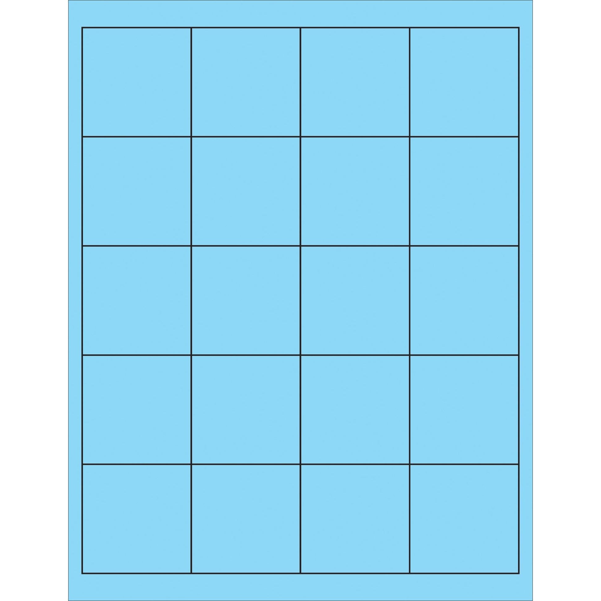 2" x 2" Fluorescent Pastel Blue Rectangle Laser Labels - LL172BE