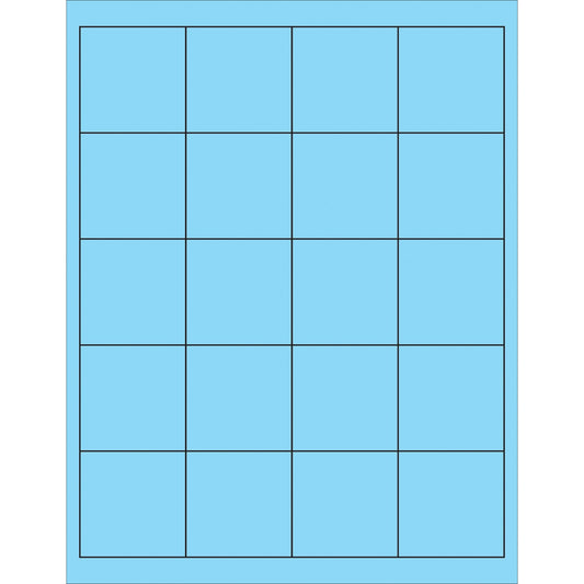 2" x 2" Fluorescent Pastel Blue Rectangle Laser Labels - LL172BE