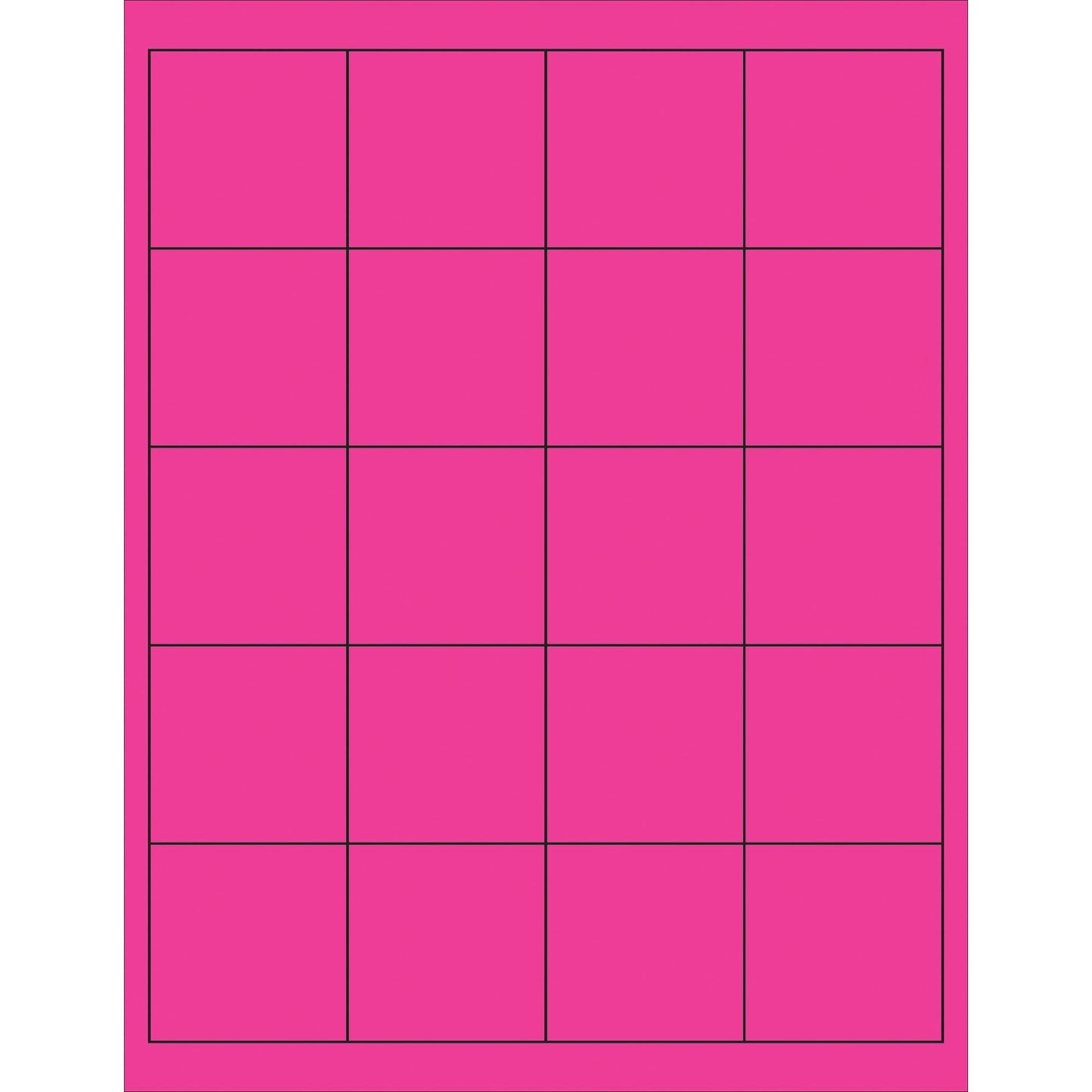 2 x 2" Fluorescent Pink Rectangle Laser Labels - LL172PK