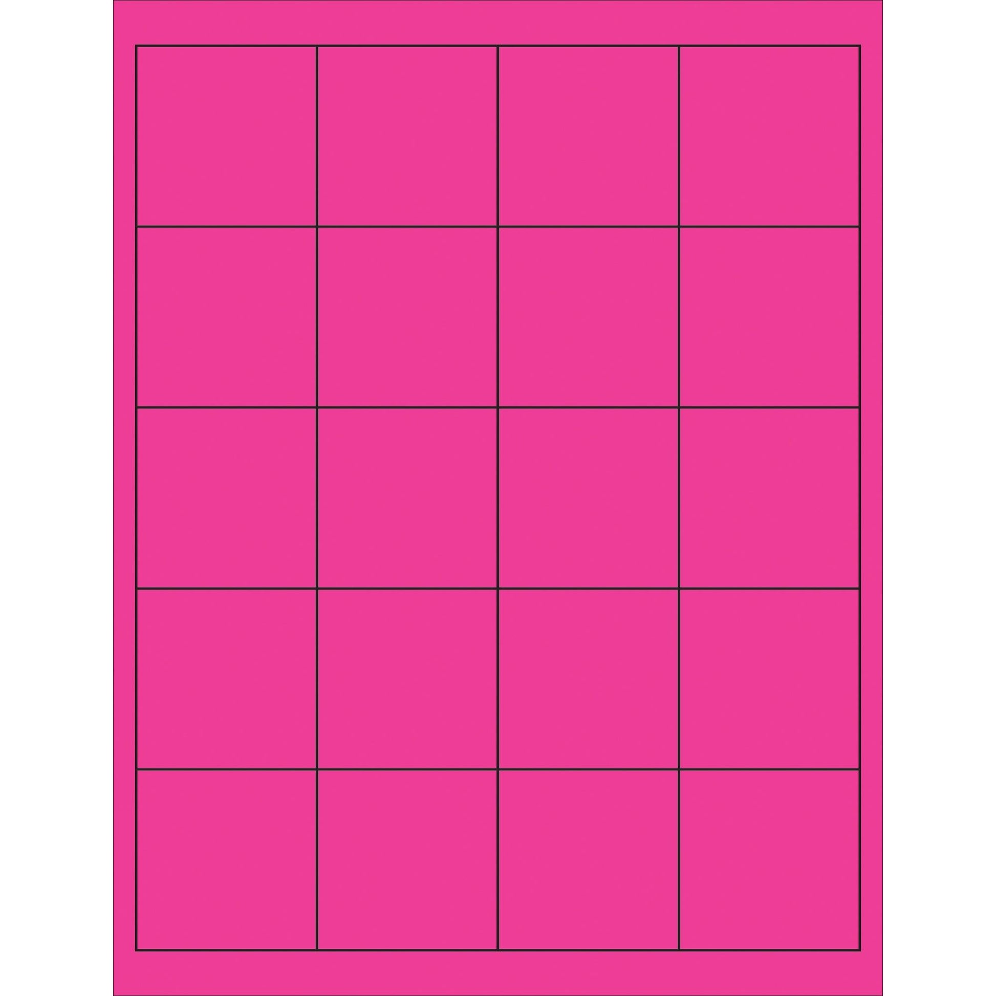 2 x 2" Fluorescent Pink Rectangle Laser Labels - LL172PK