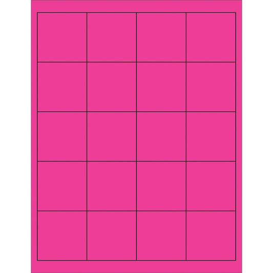 2 x 2" Fluorescent Pink Rectangle Laser Labels - LL172PK