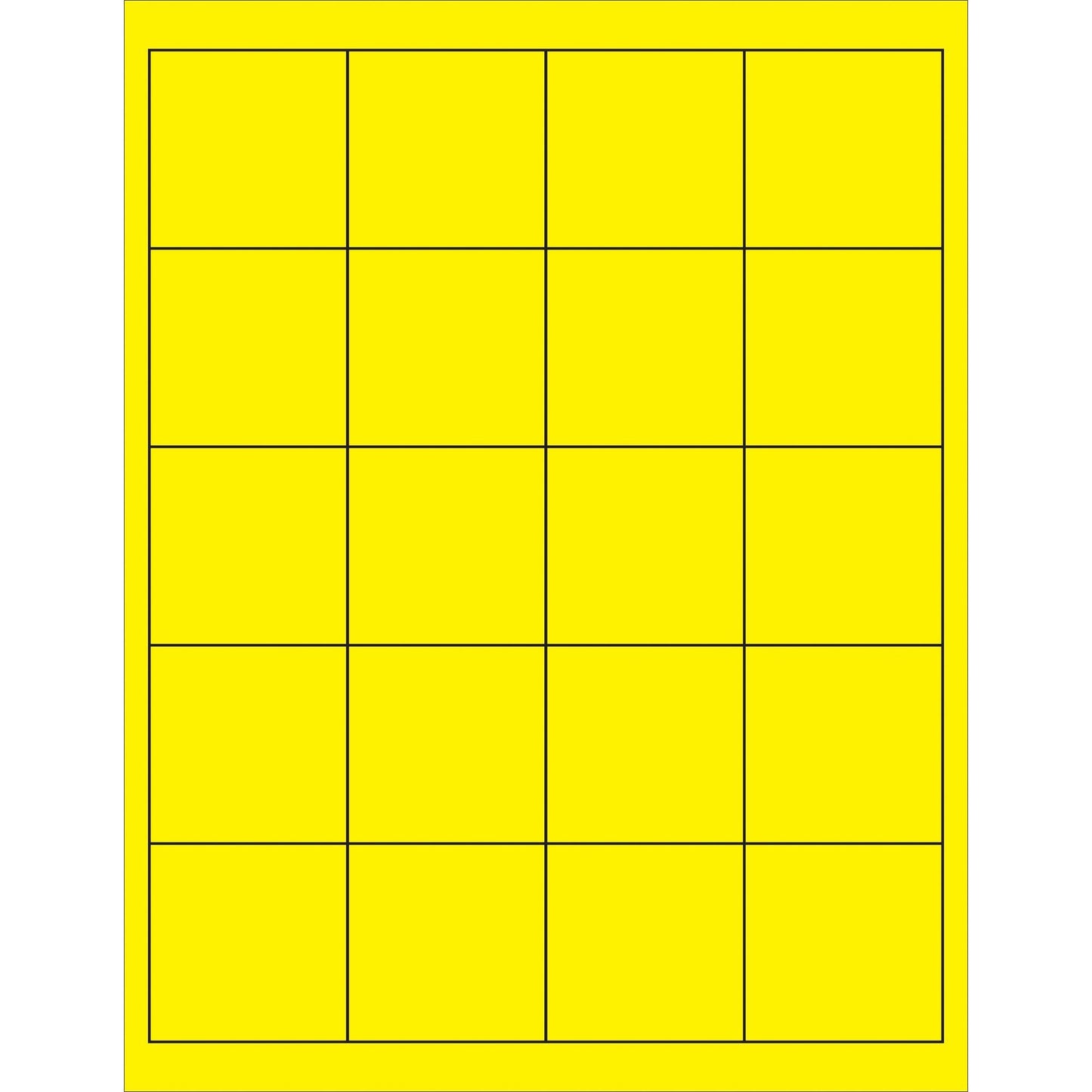 2 x 2" Fluorescent Yellow Rectangle Laser Labels - LL172YE