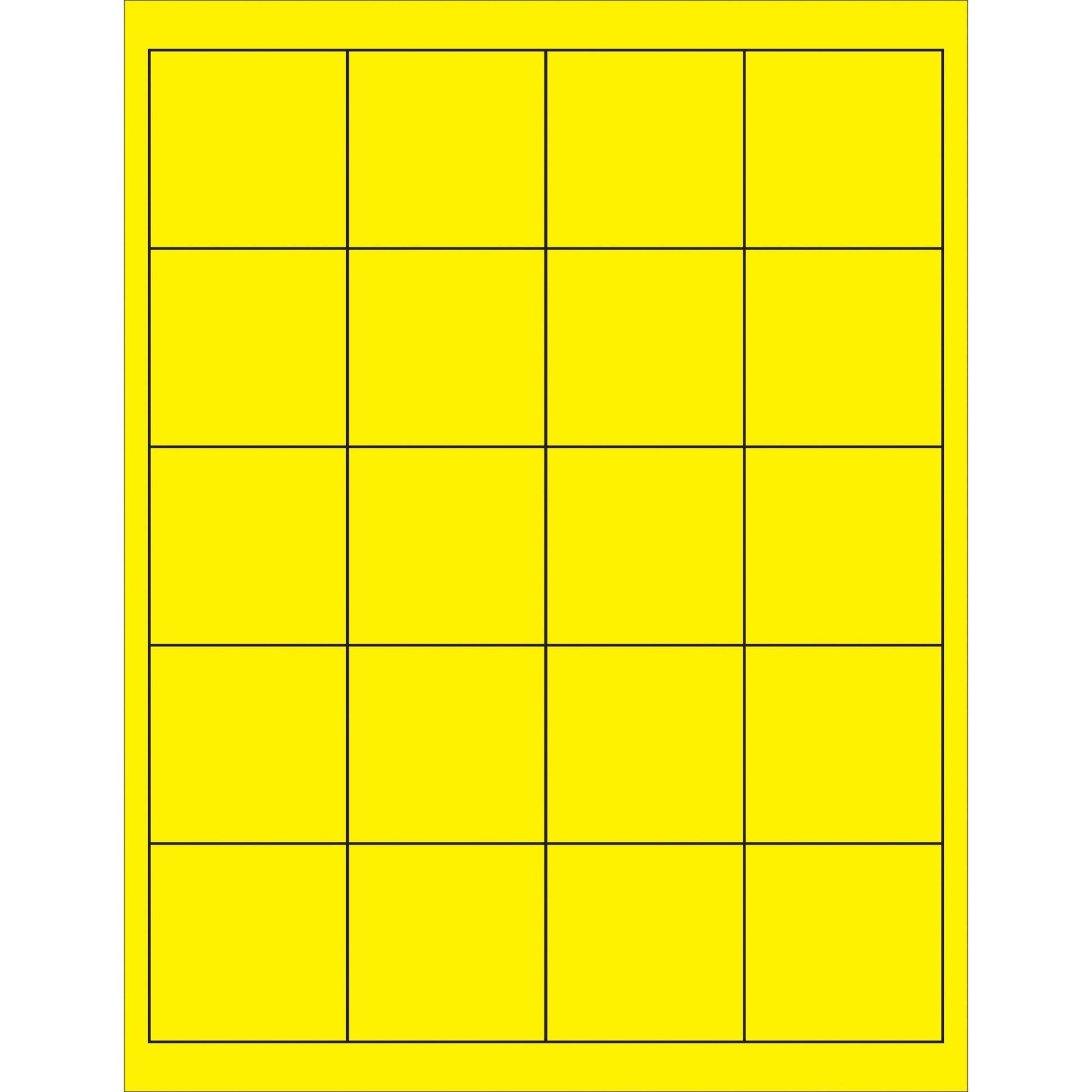 2 x 2" Fluorescent Yellow Rectangle Laser Labels - LL172YE