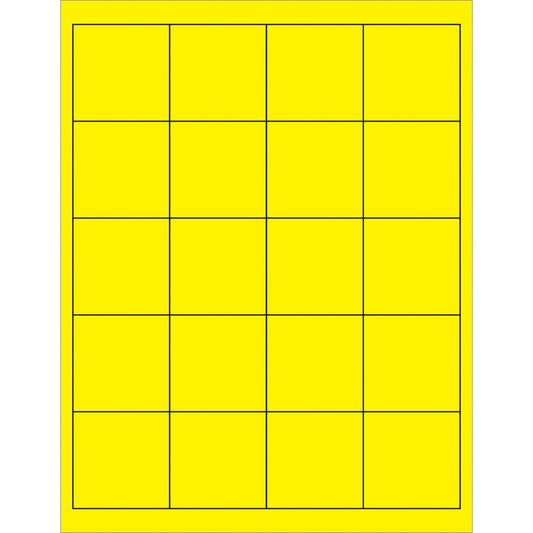 2 x 2" Fluorescent Yellow Rectangle Laser Labels - LL172YE