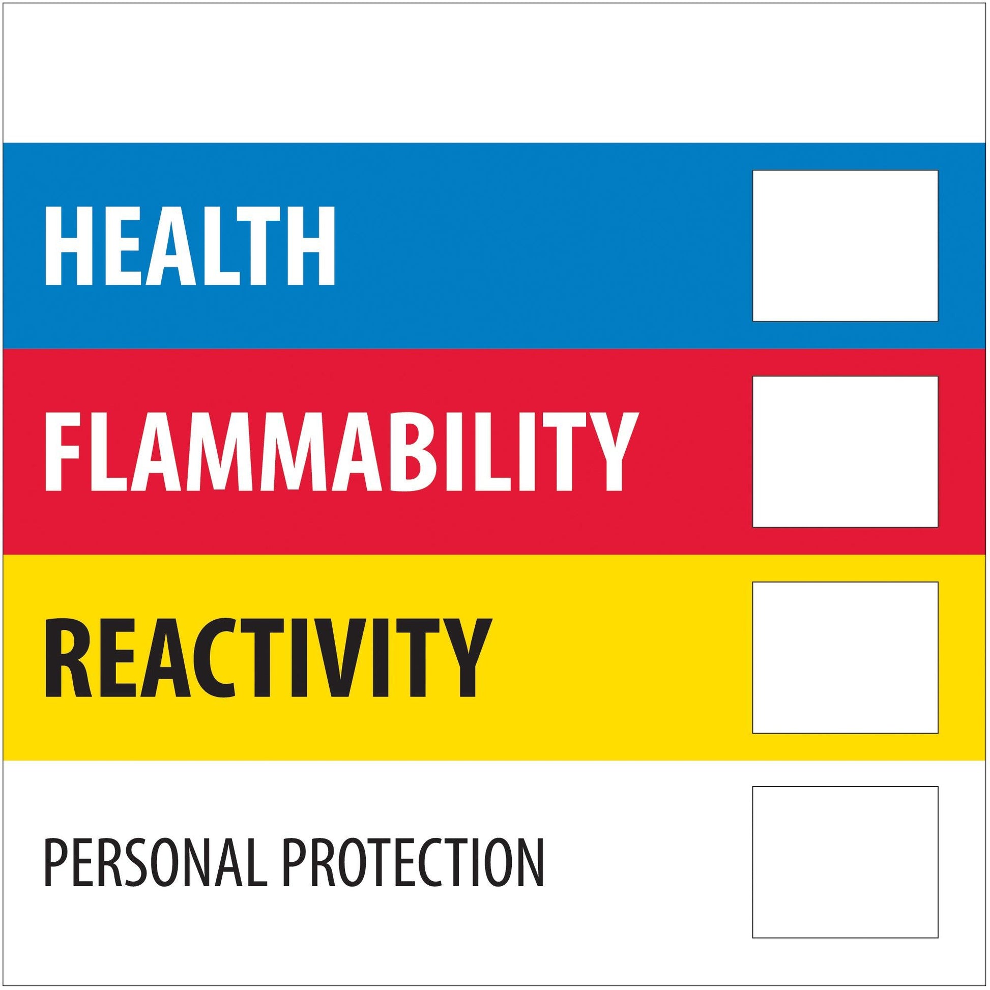 2 x 2" - "Health Flammability Reactivity" - DL1285