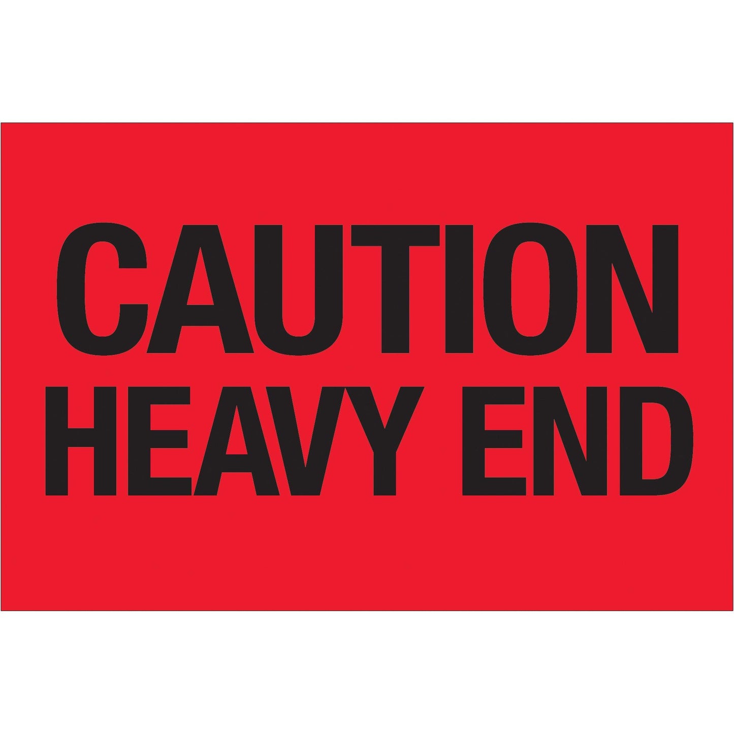 2 x 3" - "Caution - Heavy End" (Fluorescent Red) Labels - DL1073