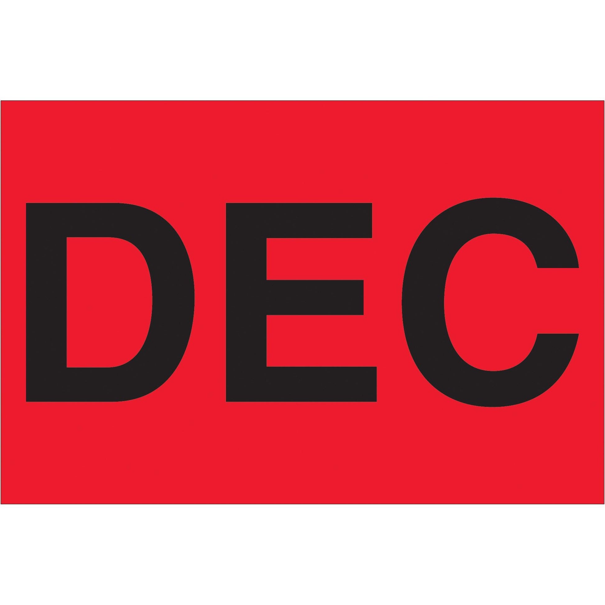 2 x 3" - "DEC" (Fluorescent Red) Months of the Year Labels - DL6921