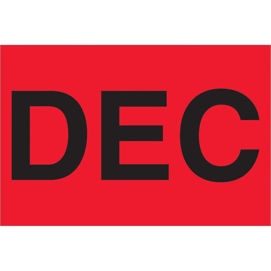 2 x 3" - "DEC" (Fluorescent Red) Months of the Year Labels - DL6921