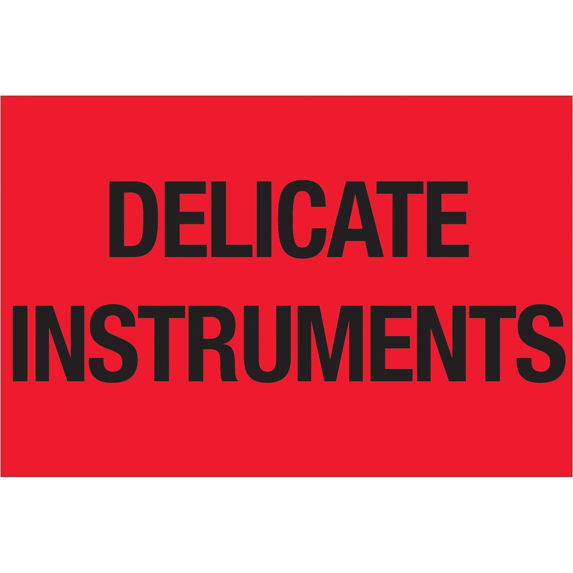 2 x 3" - "Delicate Instruments" (Fluorescent Red) Labels - DL1079