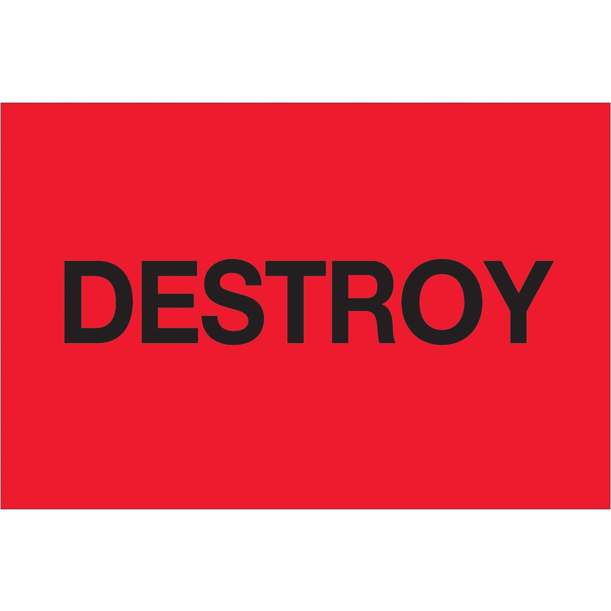 2 x 3" - "Destroy" (Fluorescent Red) Labels - DL1146