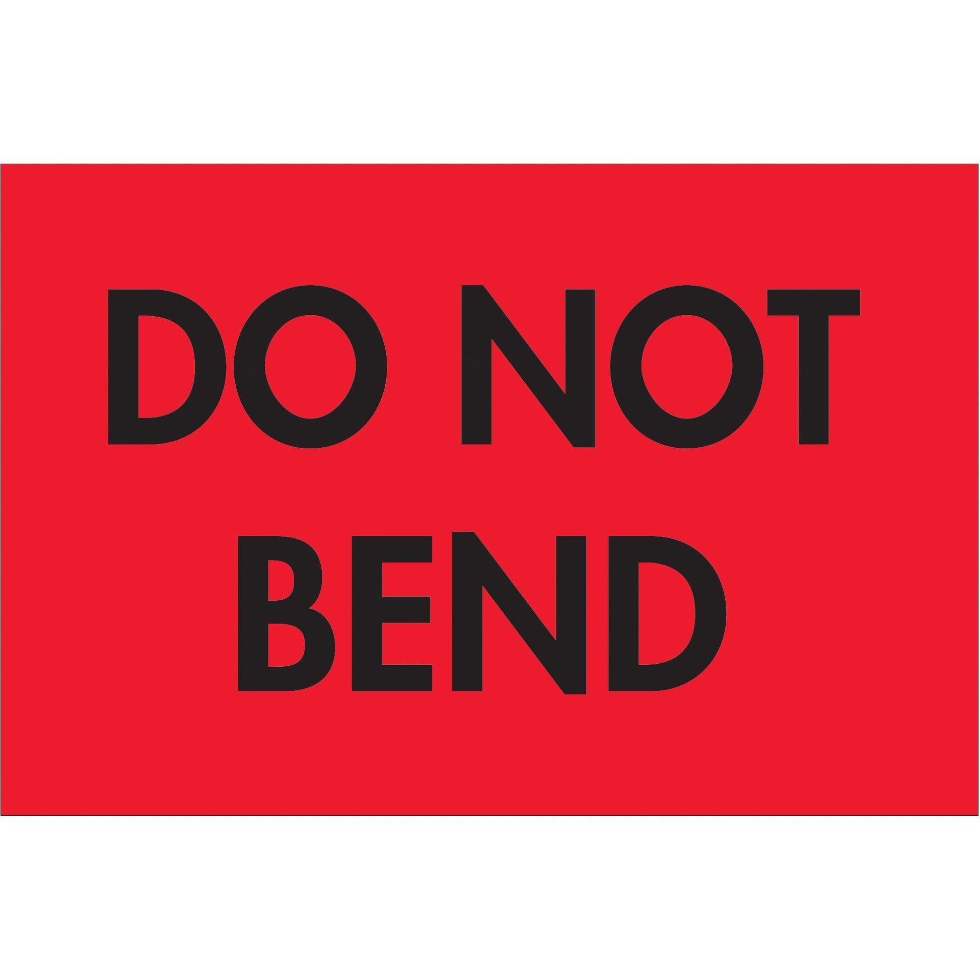 2 x 3" - "Do Not Bend" (Fluorescent Red) Labels - DL3581