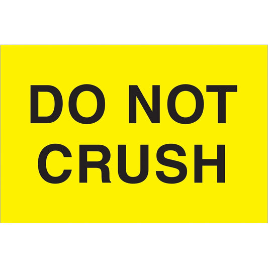 2 x 3" - "Do Not Crush" (Fluorescent Yellow) Labels - DL1105 Box Packaging Partner