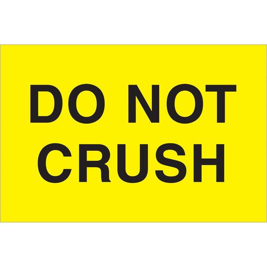 2 x 3" - "Do Not Crush" (Fluorescent Yellow) Labels - DL1105