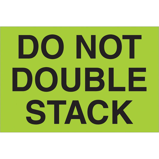 2 x 3" - "Do Not Double Stack" (Fluorescent Green) Labels - DL1097 Box Packaging Partner