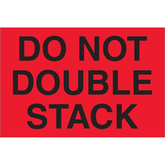 2 x 3" - "Do Not Double Stack" (Fluorescent Red) Labels - DL1092 Box Packaging Partner