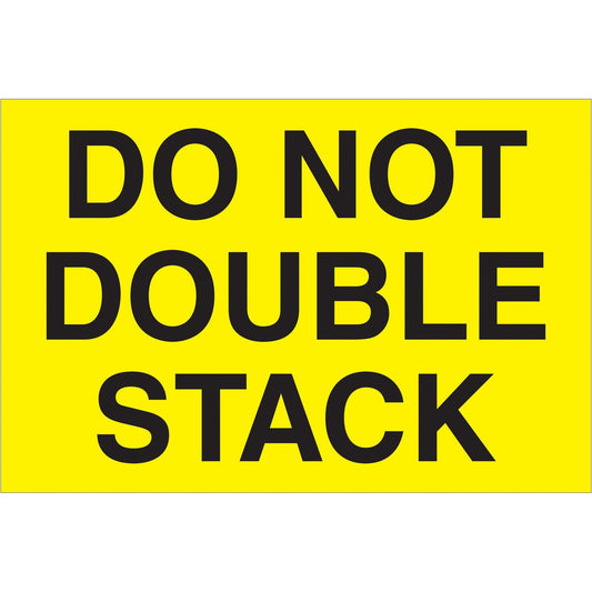 2 x 3" - "Do Not Double Stack" (Fluorescent Yellow) Labels - DL1095