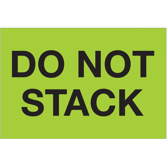 2 x 3" - "Do Not Stack" (Fluorescent Green) Labels - DL1619 Box Packaging Partner