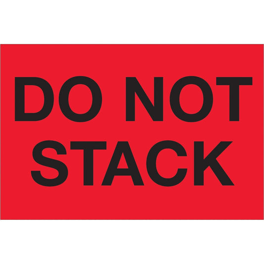 2 x 3" - "Do Not Stack" (Fluorescent Red) Labels - DL1098 Box Packaging Partner