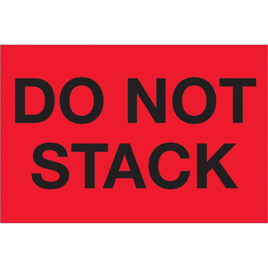 2 x 3" - "Do Not Stack" (Fluorescent Red) Labels - DL1098