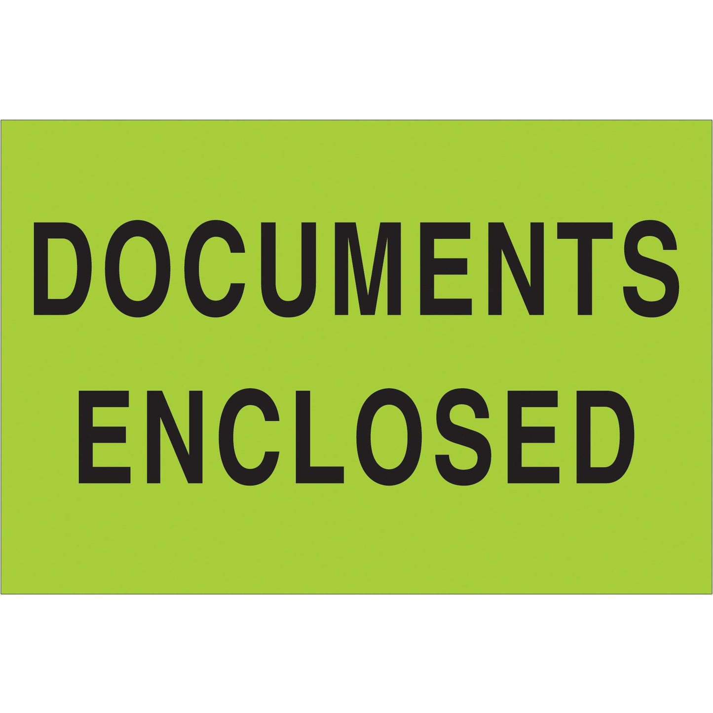 2 x 3" - "Documents Enclosed" (Fluorescent Green) Labels - DL1206