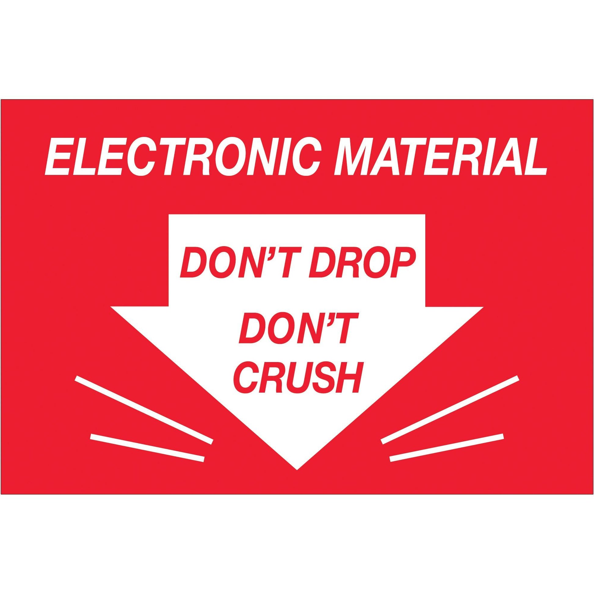 2 x 3" - "Don't Drop Don't Crush - Electronic Material" Labels - DL1314