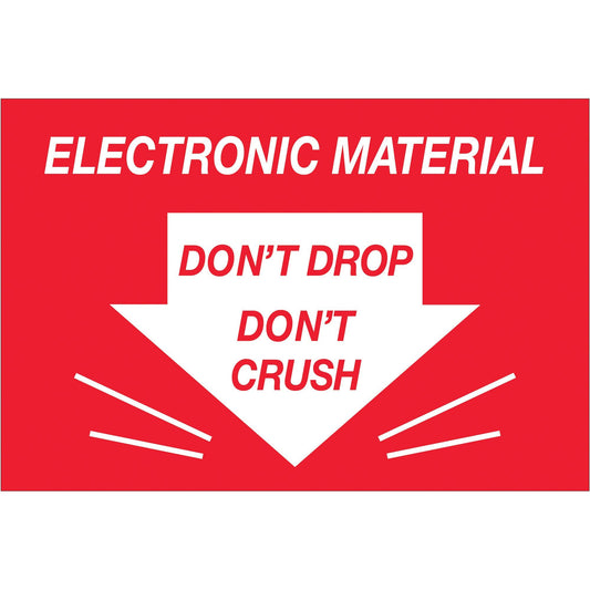 2 x 3" - "Don't Drop Don't Crush - Electronic Material" Labels - DL1314