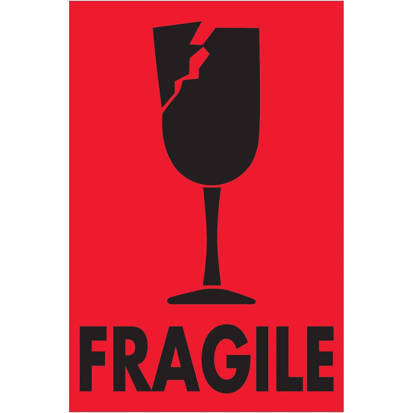 2 x 3" - "Fragile" (Fluorescent Red) Labels - DL1055